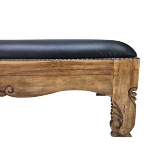 Polos Leather Teak Bench MAD3850 Close Up
