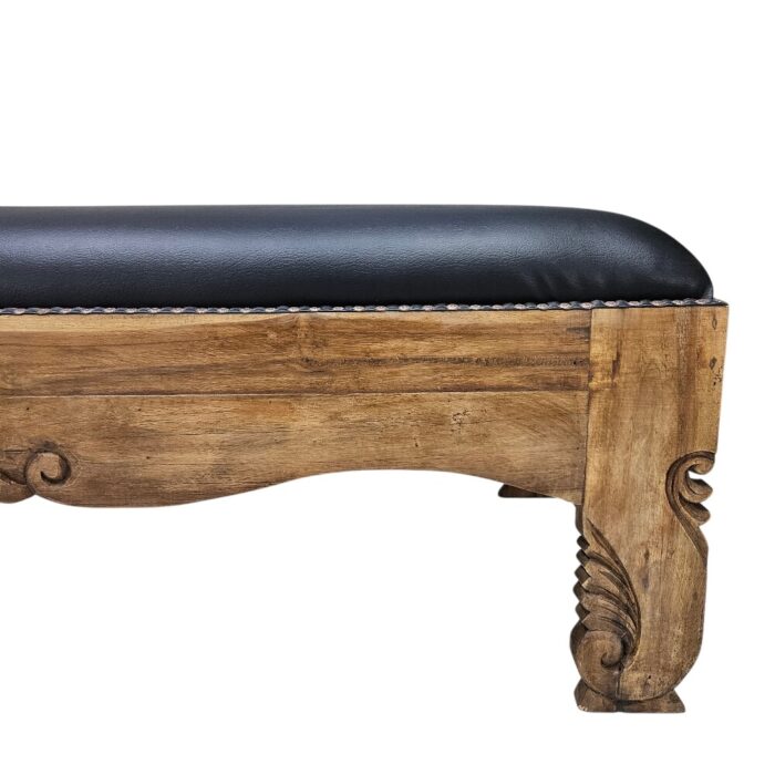 Polos Leather Teak Bench MAD3850 Close Up Polos Leather Teak Bench MAD3850 Close Up