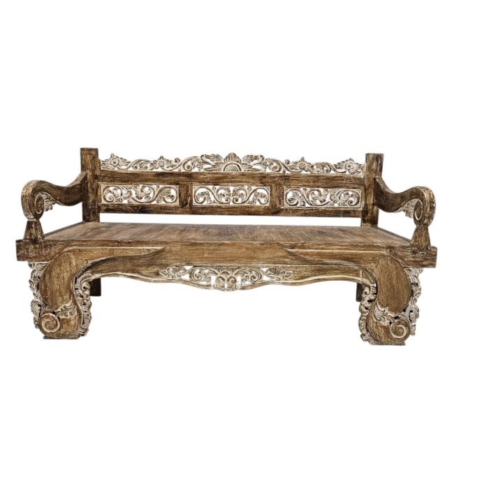 Subira Teak Carved Bench Main BEB6602 Front Subira Teak Carved Bench Main BEB6602 Front