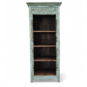 Carved Teal Wooden Bookshelf