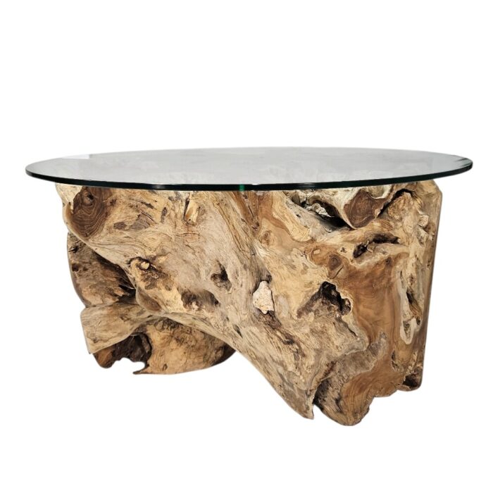 Erosi Teak Root Coffee Table INJ3400A22 Front rustic teak root coffee table