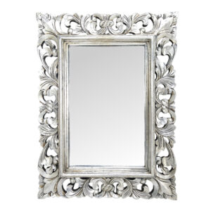 Silver Carved Fleur Wall Mirror