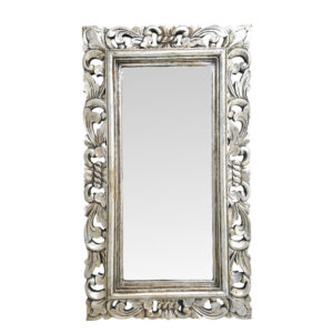 Silver Rectangular Fleur Wall Mirror