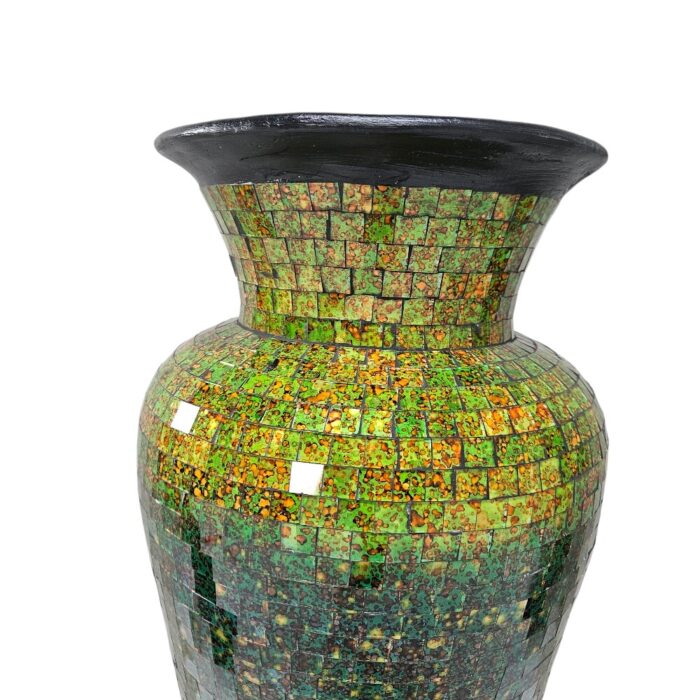 Green And Orange Mosaic Vase YUB0600G Close Up Green And Orange Mosaic Vase YUB0600G Close Up