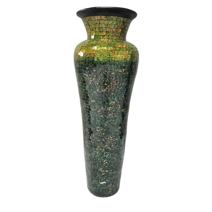 Green And Orange Mosaic Vase YUB0600G Front Green And Orange Mosaic Vase YUB0600G Front
