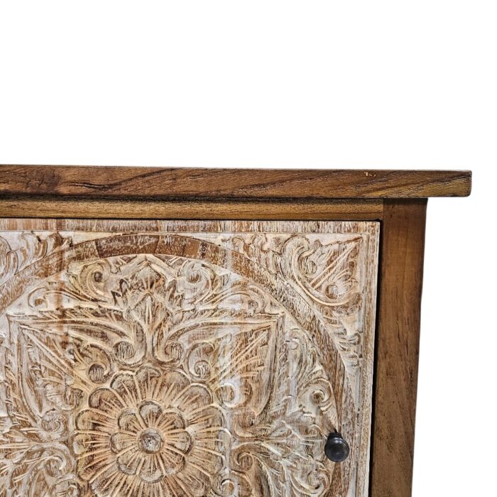 Lina Teak Bedside Pedestal JAW7125 Close Up Top Lina Teak Bedside Pedestal JAW7125 Close Up Top