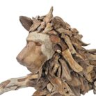 Lion Laying Sculpture Resting Teak NJA9941F Close Up Head