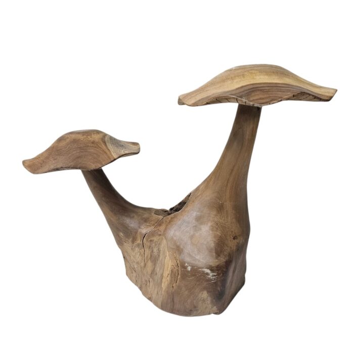 Pair Of Wooden Mushrooms Carved Teak NJA0009 Front Pair Of Wooden Mushrooms Carved Teak NJA0009 Front