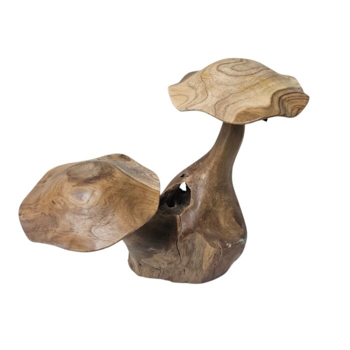Pair Of Wooden Mushrooms Carved Teak NJA0009 Top Pair Of Wooden Mushrooms Carved Teak NJA0009 Top
