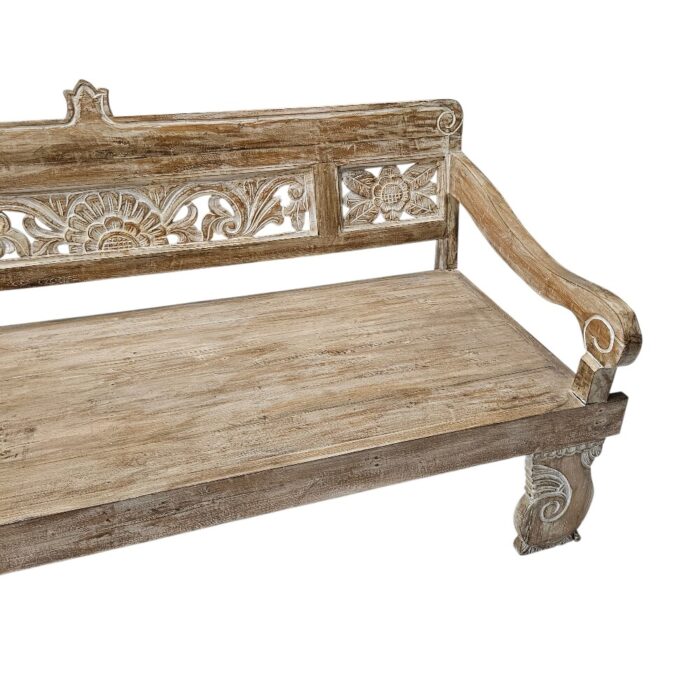 Shahar Carved Bench BEB6607 Close Shahar Solid Wood Bench