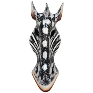 Wooden Zebra Mask Wall Hanging 30cm