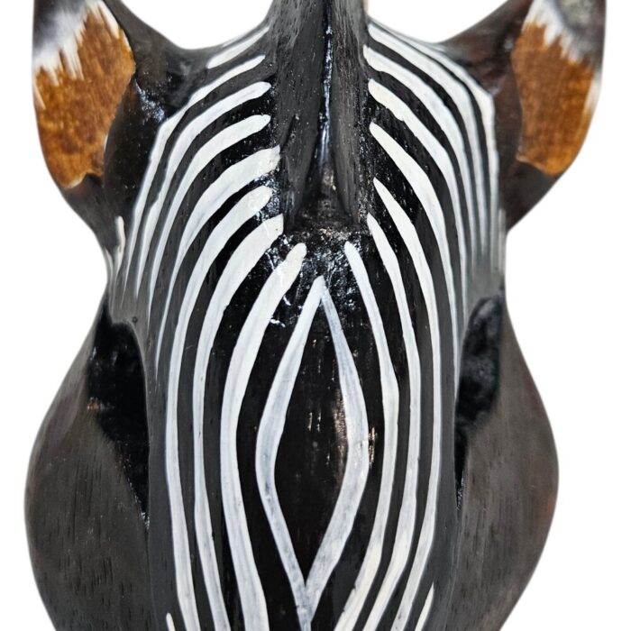 Zebra Wooden Mask Waves Wall Hanging GAL0906C 18cm Close View Zebra Wooden Mask Waves Wall Hanging GAL0906C 18cm Close View