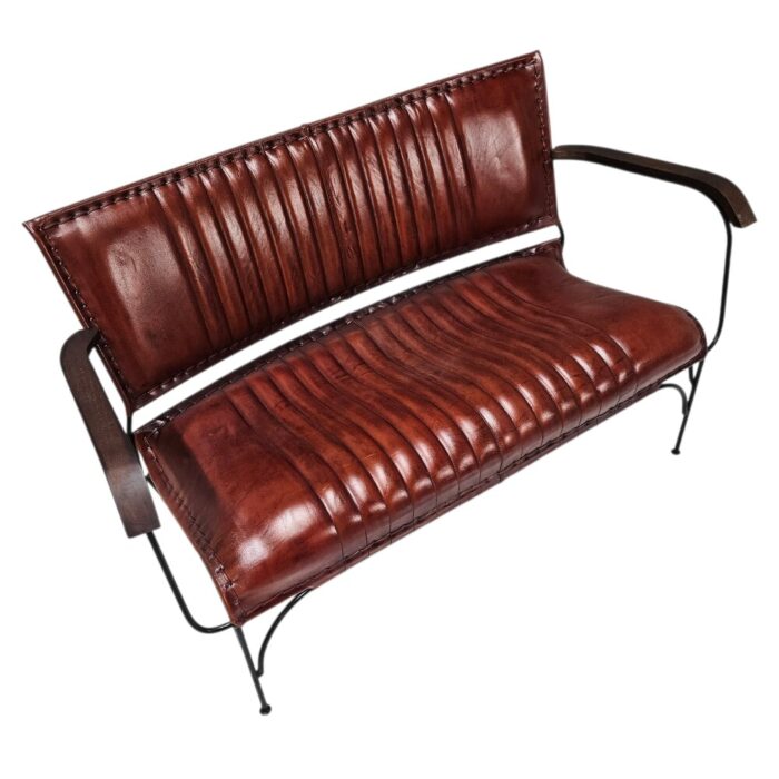 Heston Leather Bench With Arms KMF28511 Side Heston Leather Bench With Arms KMF28511 Side