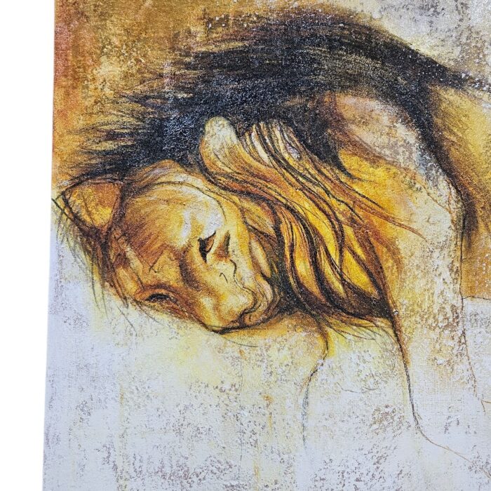 Resting Lion Acrylic Painting KRE3522 Close Up