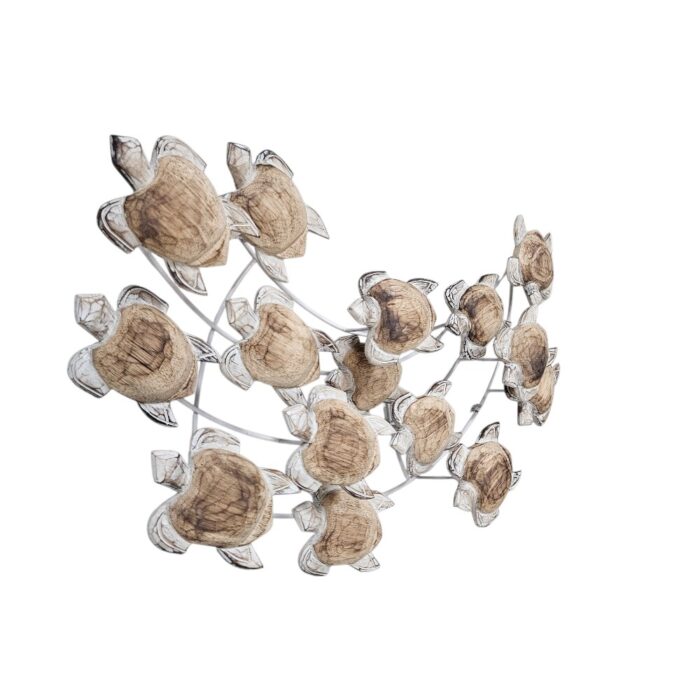 Brown Wooden Turtles Swimming Wall Panel IWD0602 Side