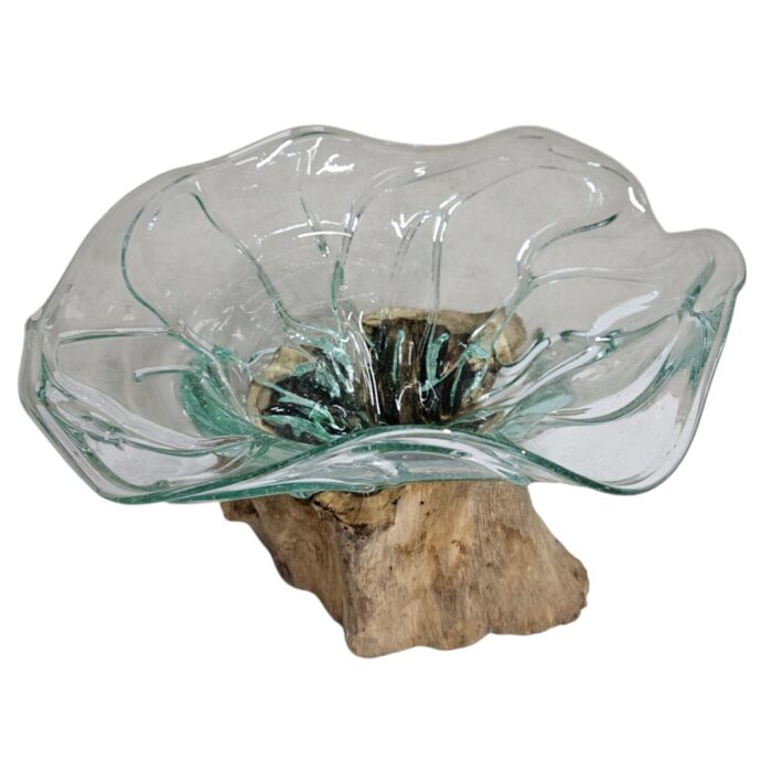 Flower Glass Vase On Wood SAB0205 Side