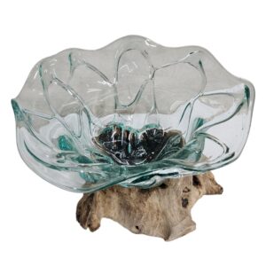 Glass Flower Bowl On Wood