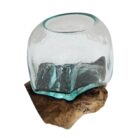 Glass Vase Bowl On Wood SAB0110 Top