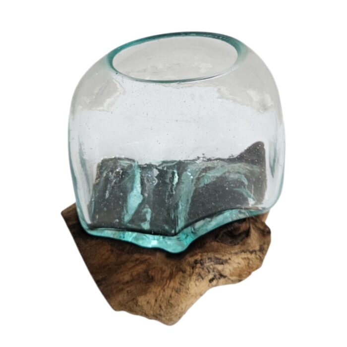 Glass Vase Bowl On Wood SAB0110 Top