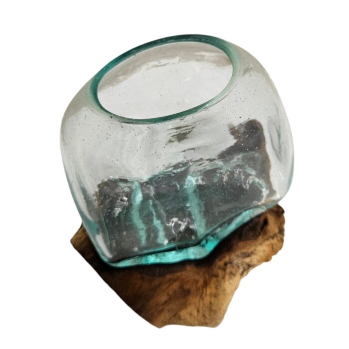 Glass Vase Bowl On Wood SAB0110Close Up Top
