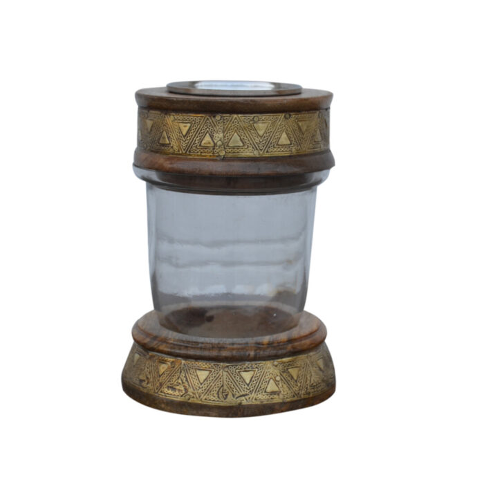 KMH8455 Wooden T Lite Candle Holder Front