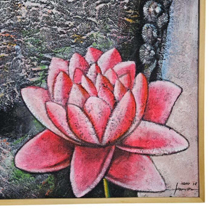 Lotus Buddha Painting Acrylic KRE3544 Close Up Bottom