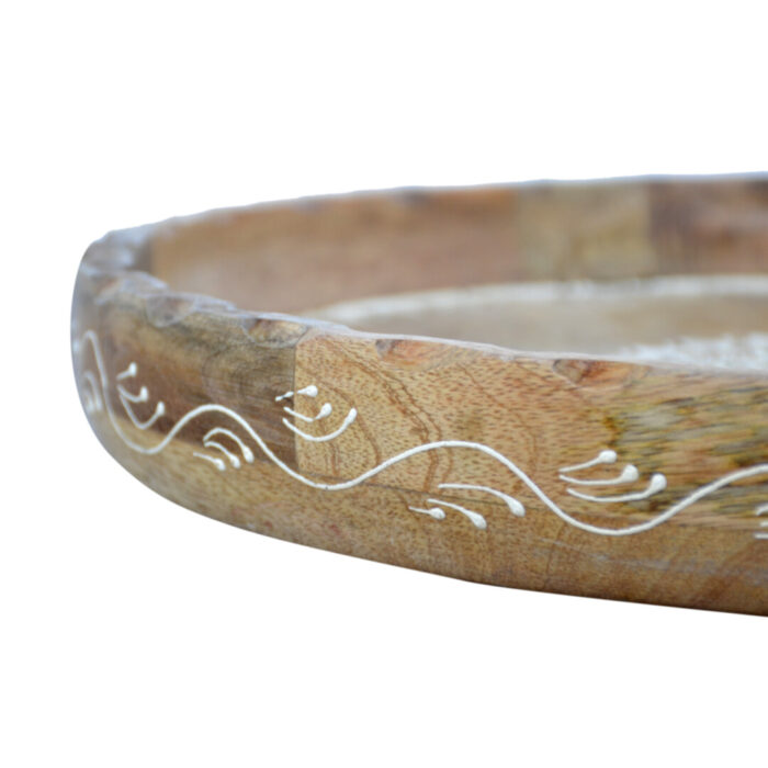 Round Wooden Tray KMH11205 Close Up