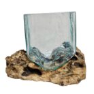 Square Glass On Wood SAB0120