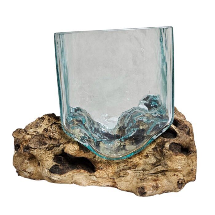 Square Glass On Wood SAB0120