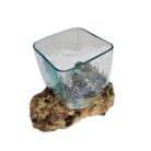 Square Glass On Wood SAB0120 Side