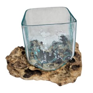 Square Glass Vase On Wood