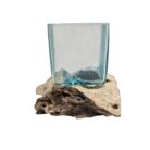 Square Glass Vase On Wood SAB0115 Main Front