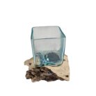 Square Glass Vase On Wood SAB0115 Top