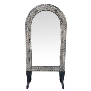 Timor Carved Arched Mirror – Black & White