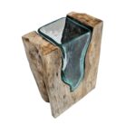 Waterfall Glass On Wood Vase SAB0125 Side Top