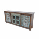 Wooden And Blue Indian Sideboard KMF14111 Side View