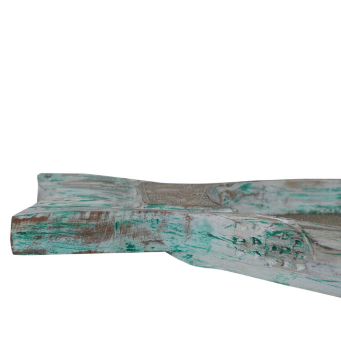 Wooden Brass Fitted Fish Shaped Tray KMH11200B Close Back