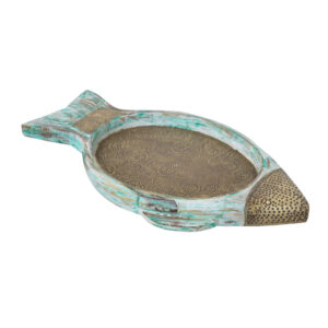Wooden Fish Tray With Brass Details