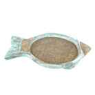 Wooden Brass Fitted Fish Shaped Tray KMH11200B Top View