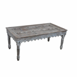 Teal Carved Coffee Table