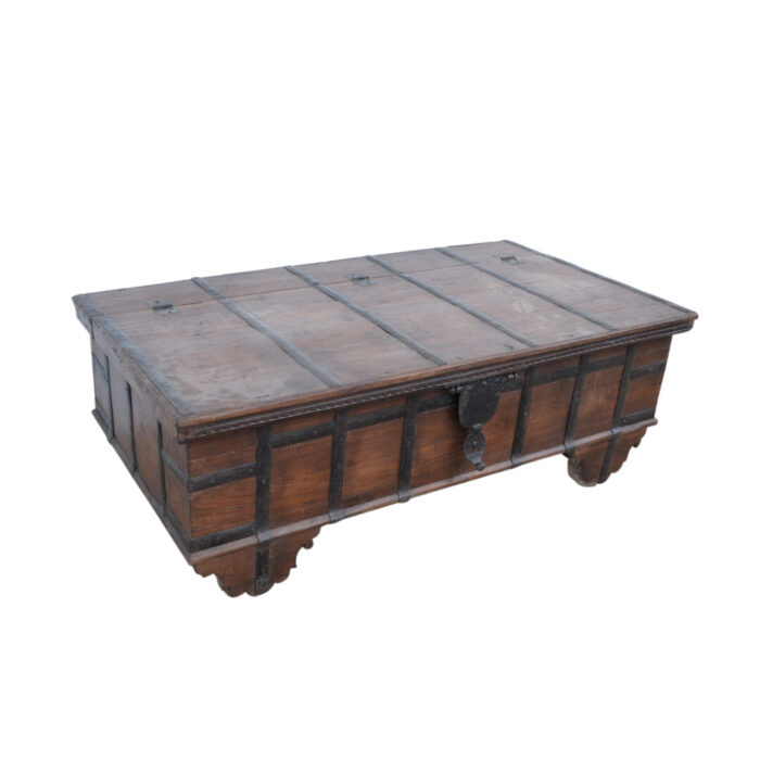 Wooden Coffee Table Trunk Open KMF25314 Side Top View