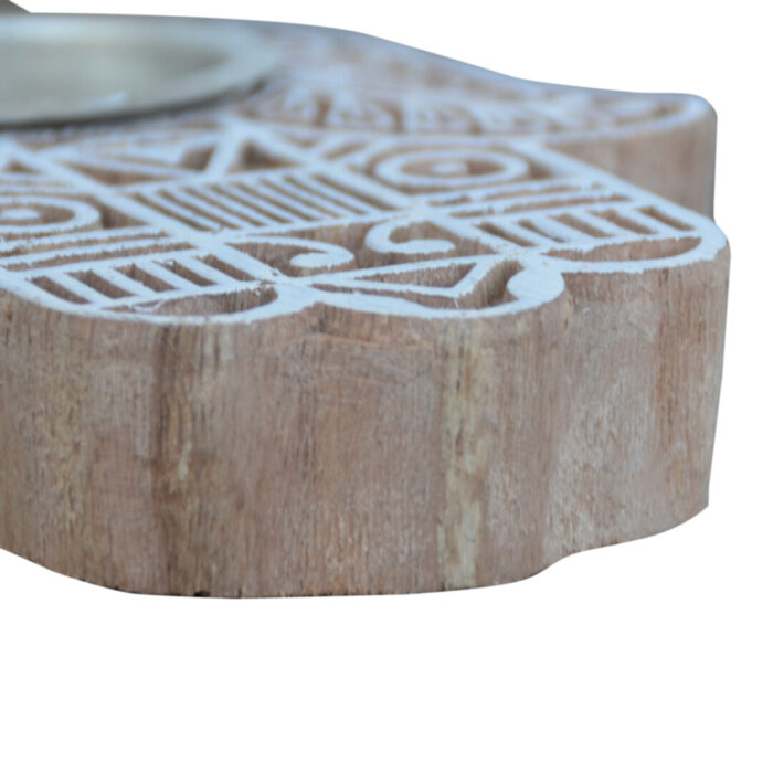Wooden T Lite Candle Holder Hand KMH8460