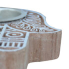 Wooden T Lite Candle Holder Hand KMH8460 Close Up Side