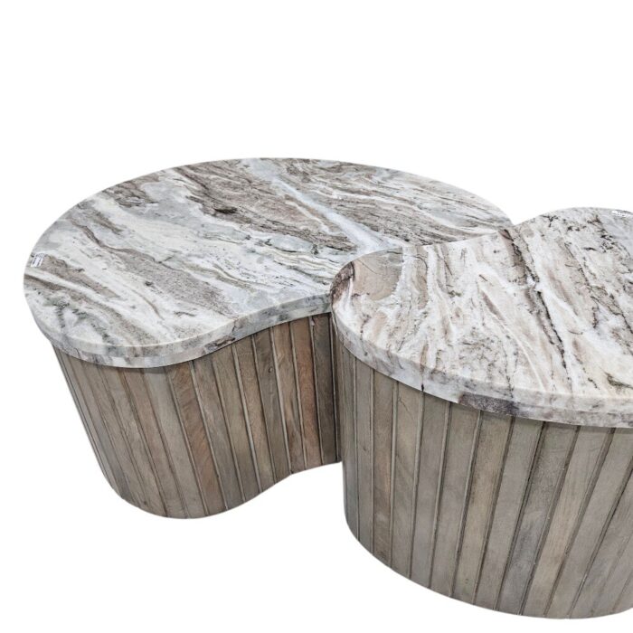 Zenith Marble Coffee Table Set Close Side