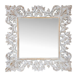Baron Whitewash Carved Mirror
