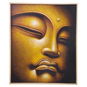 Buddha Face Serene Portrait Framed Acrylic Canvas Painting