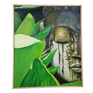Sacred Buddha Leaf Original Framed Acrylic Canvas Painting