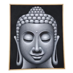 Thai Buddha Serene Face Framed Acrylic Canvas Painting