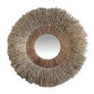 Reflecta Round Grass Frame Mirror — front view of 130cm diameter round wall mirror with grass-wrapped natural-fibre frame