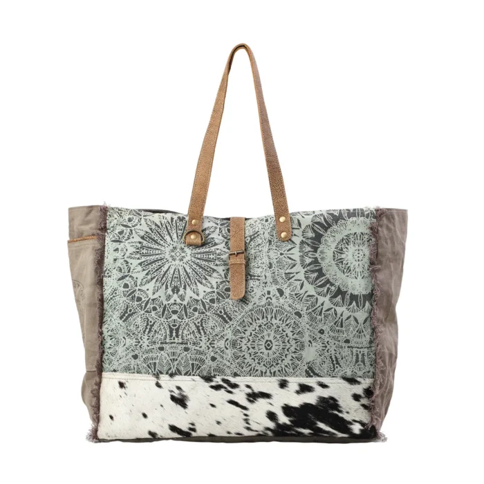 Large Blue Hide And Leather Tote Bag KMH26000 Main